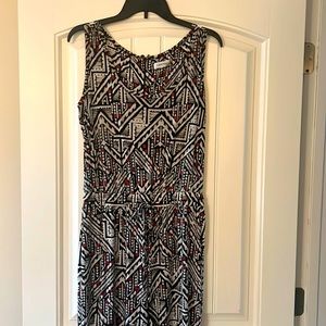 Calvin Klein Jumpsuit red, black and white.  Wrinkle free material, Size large